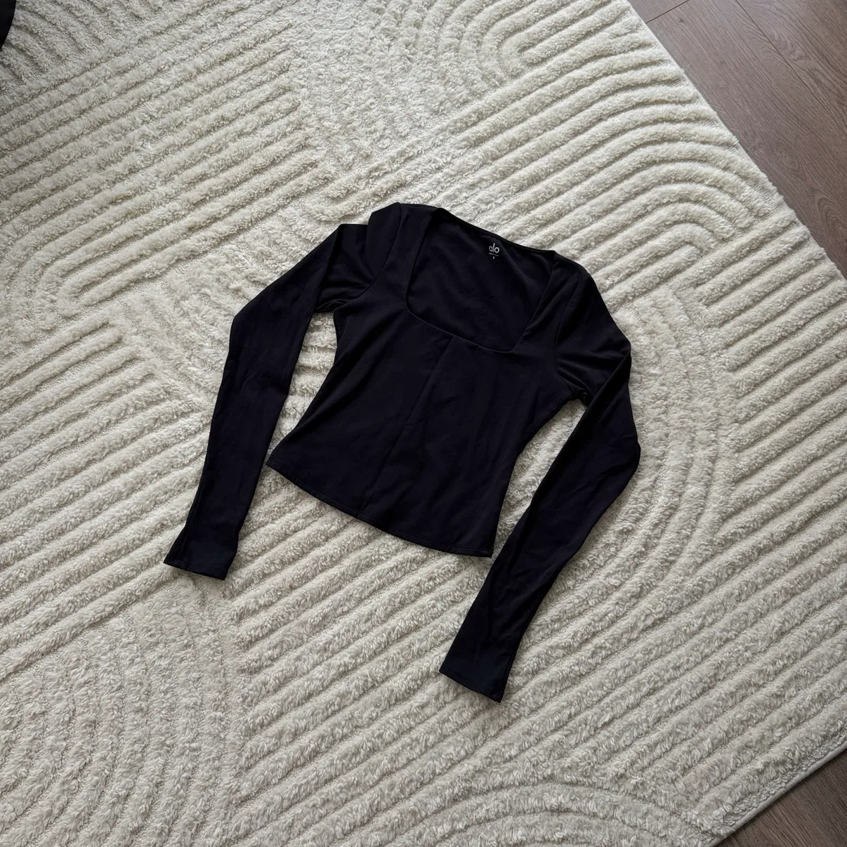 Alo Yoga Black Long Sleeve Square Neck Top Size S - photo 2