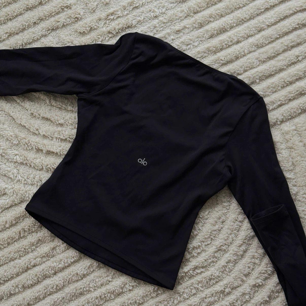 Alo Yoga Black Long Sleeve Square Neck Top Size S - photo 5