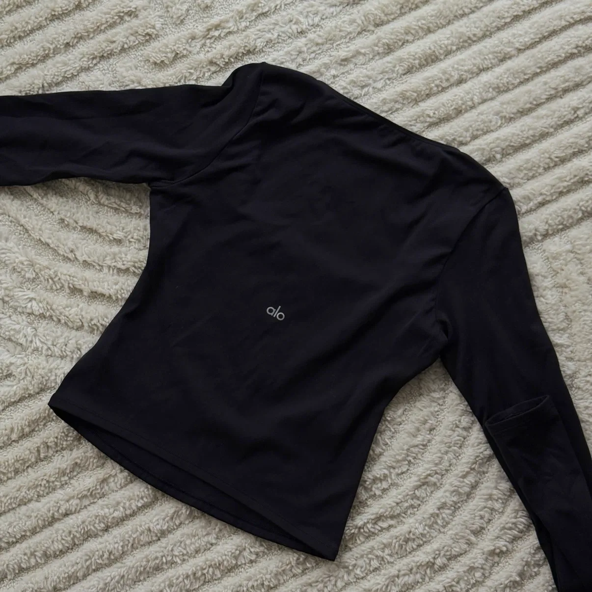 Alo Yoga Black Long Sleeve Square Neck Top Size S - photo 5