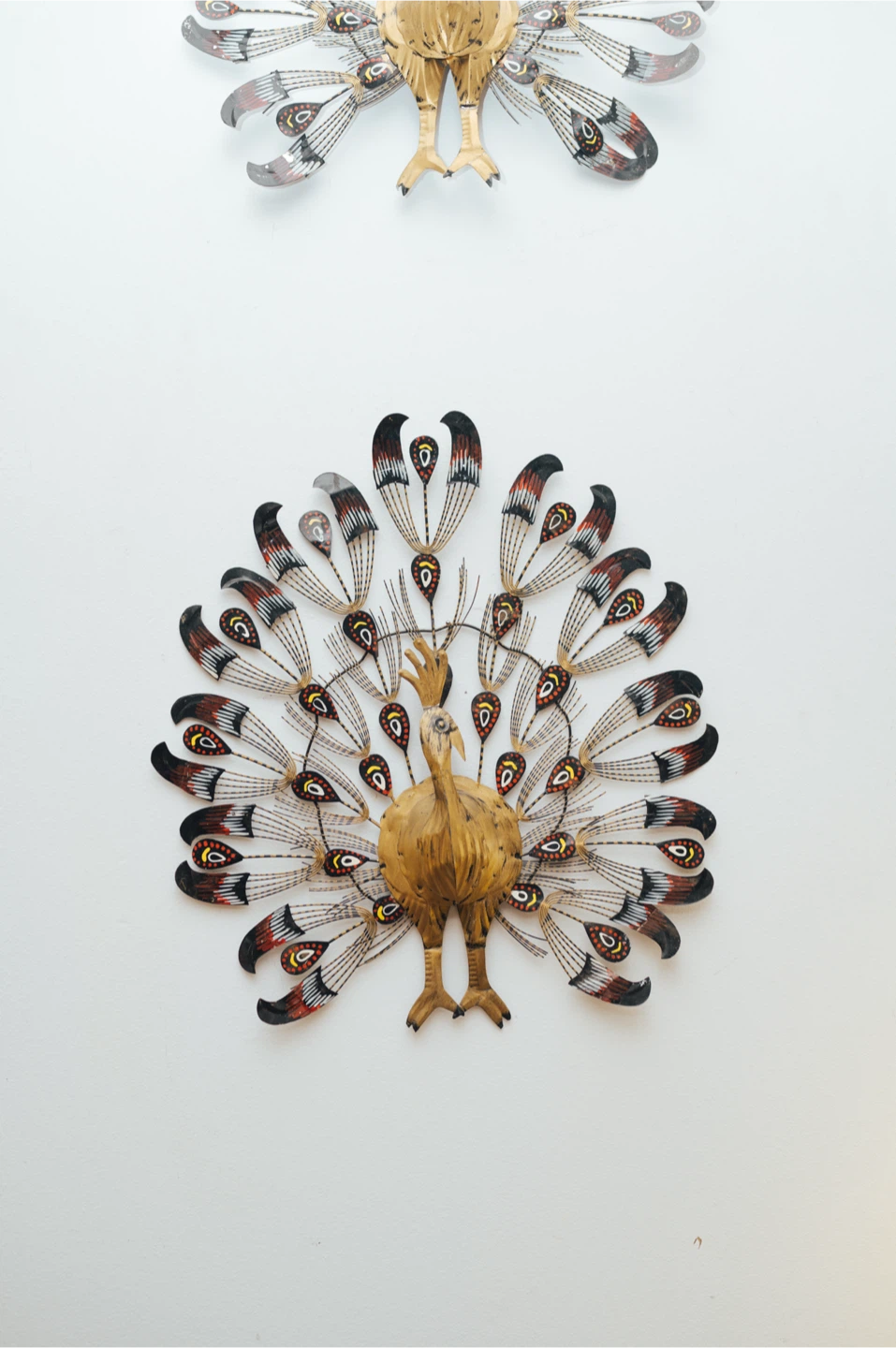 Midcentury Vintage Brass & Painted Metal Peacock Wall Art - photo 3