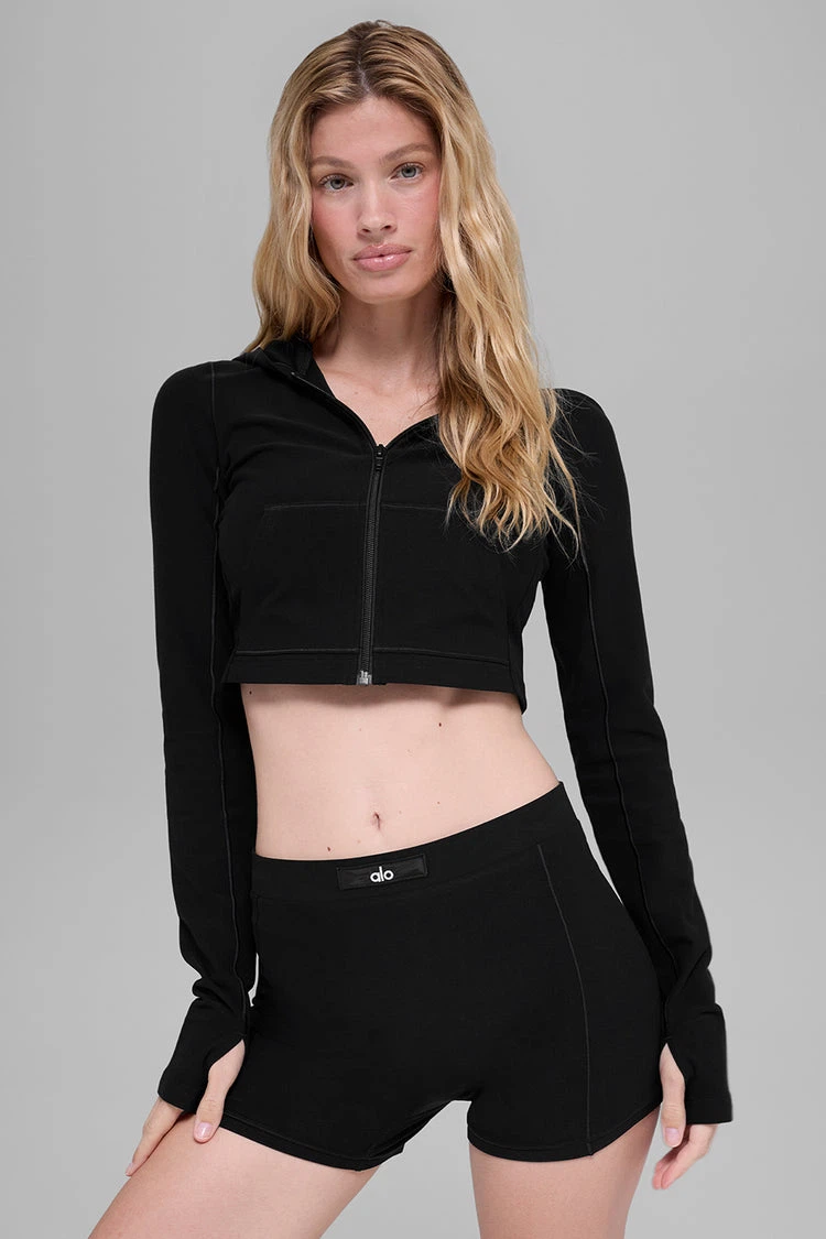Alo Black Zip-Up Hoodie