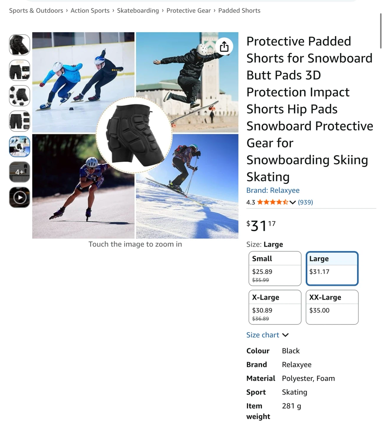 New Protective Padded Shorts - Medium - photo 4