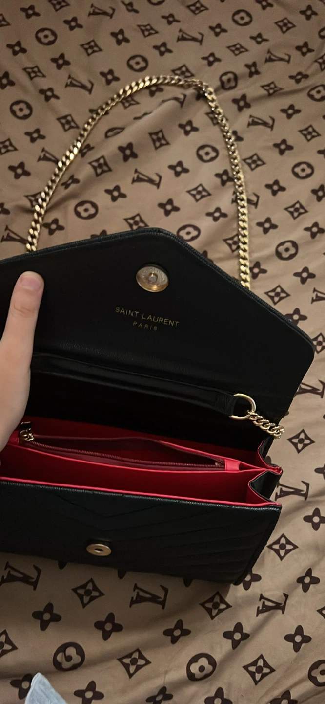 Real Saint Laurent Black Leather Wallet on Chain - photo 2