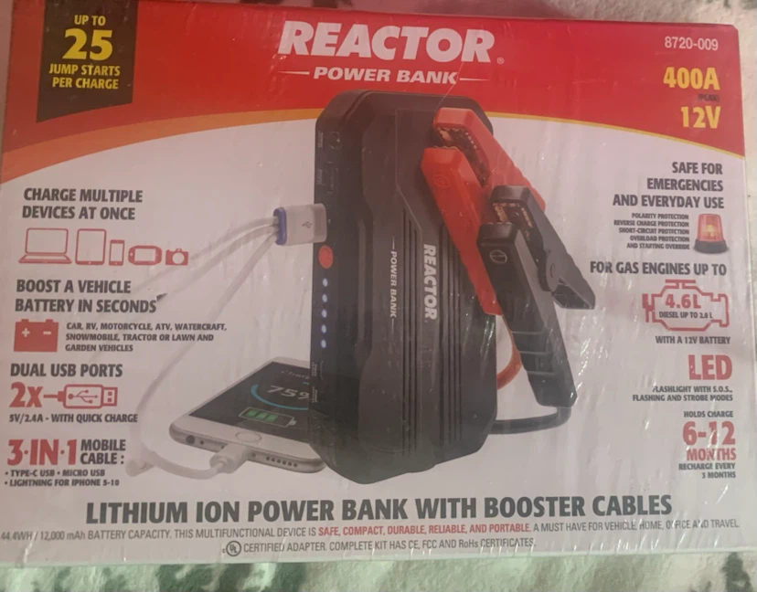 REACTOR Lithium Ion Power Bank with Booster Cables