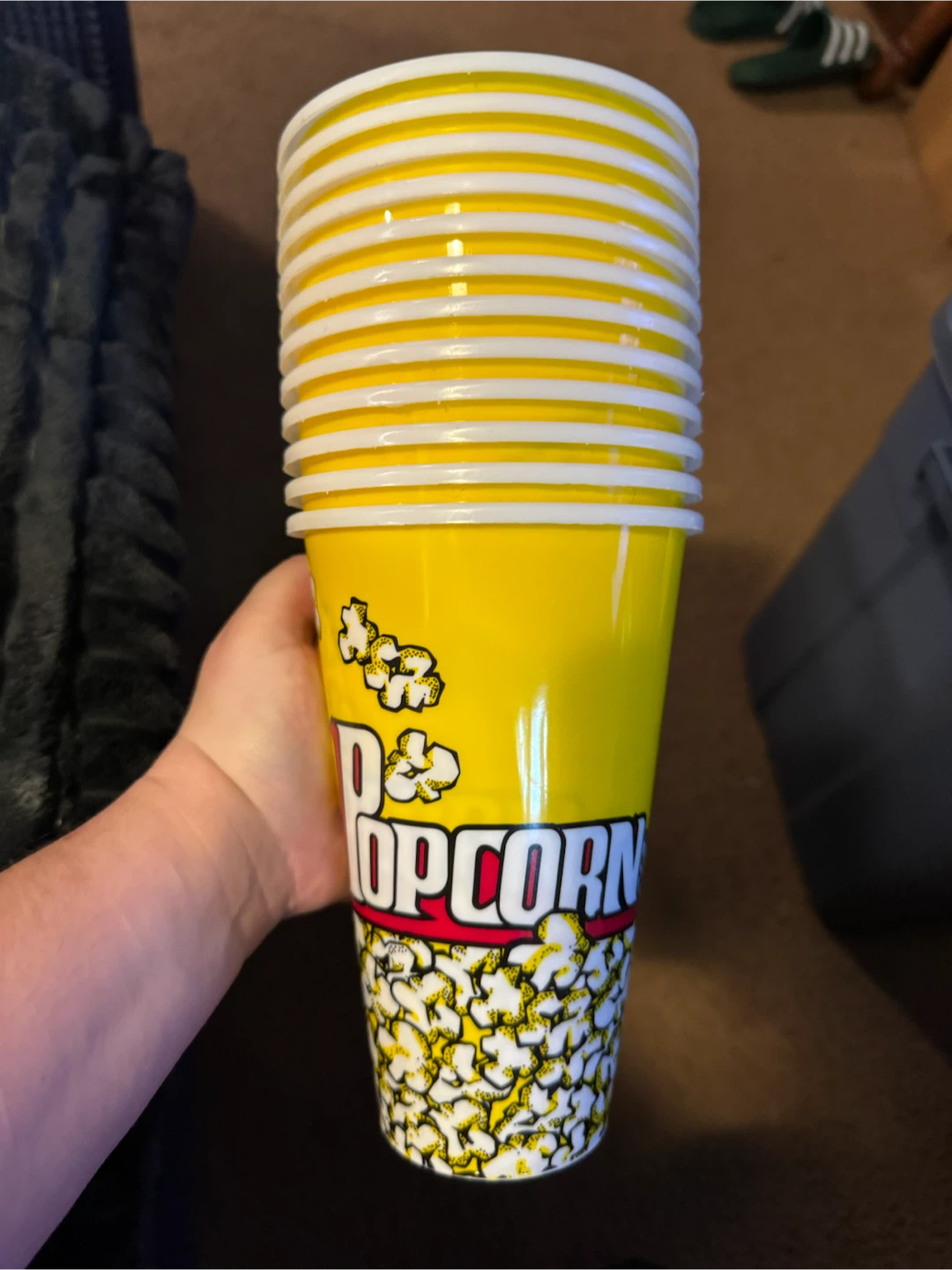 Stack of Yellow Popcorn Cups (12)