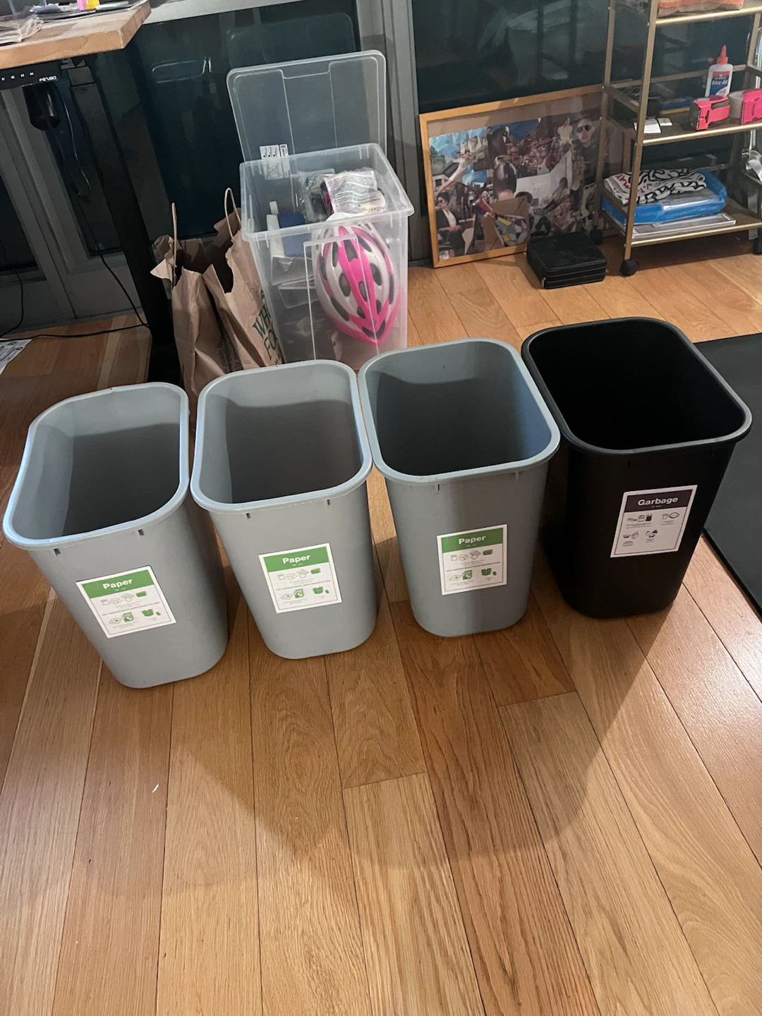Set of 4 Plastic Recycling Bins