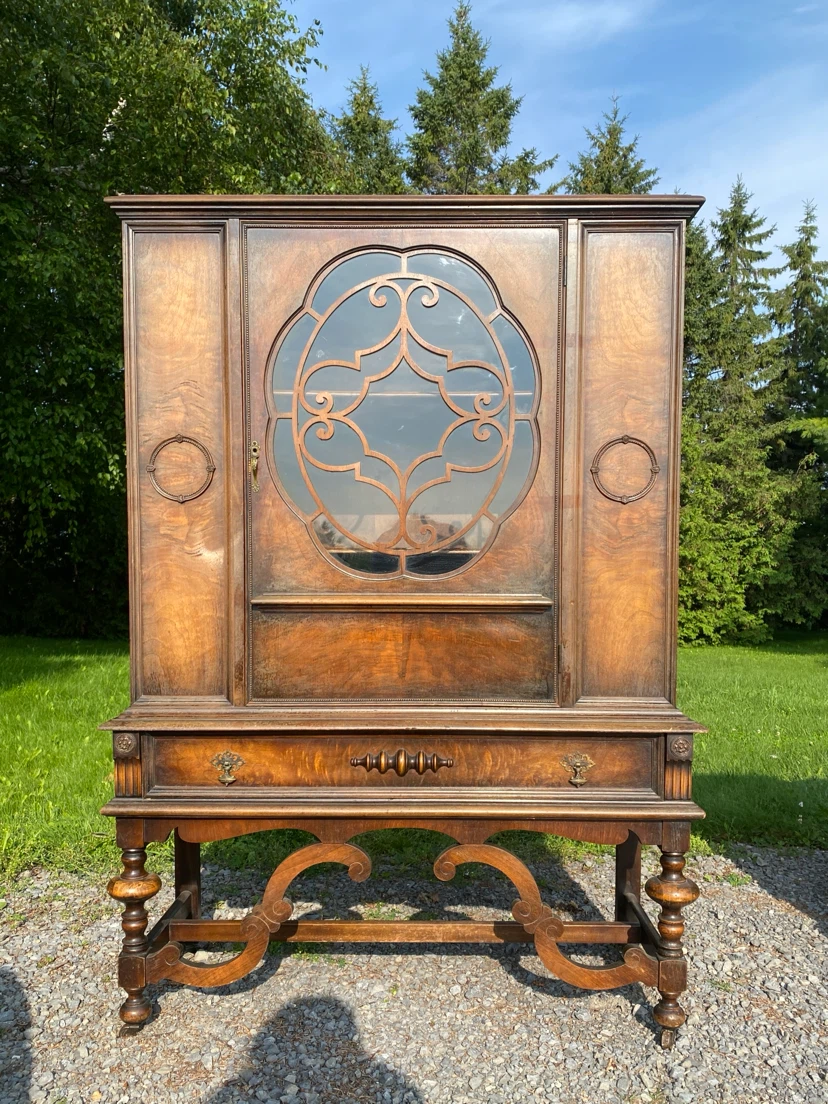 Anthes Baetz Antique Walnut Display China Cabinet (CAN DELIVER)