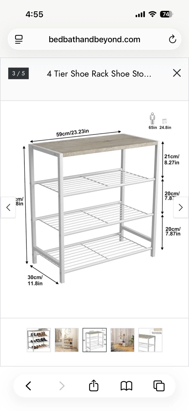 3-Tier Shoe Rack with Wood Top - photo 4
