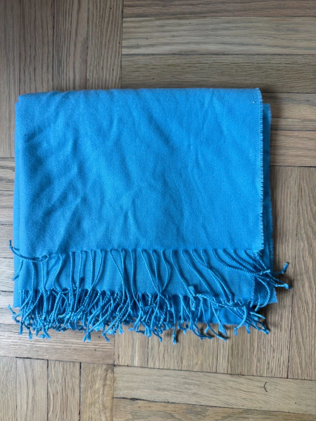 Large Blue Scarf with Fringe