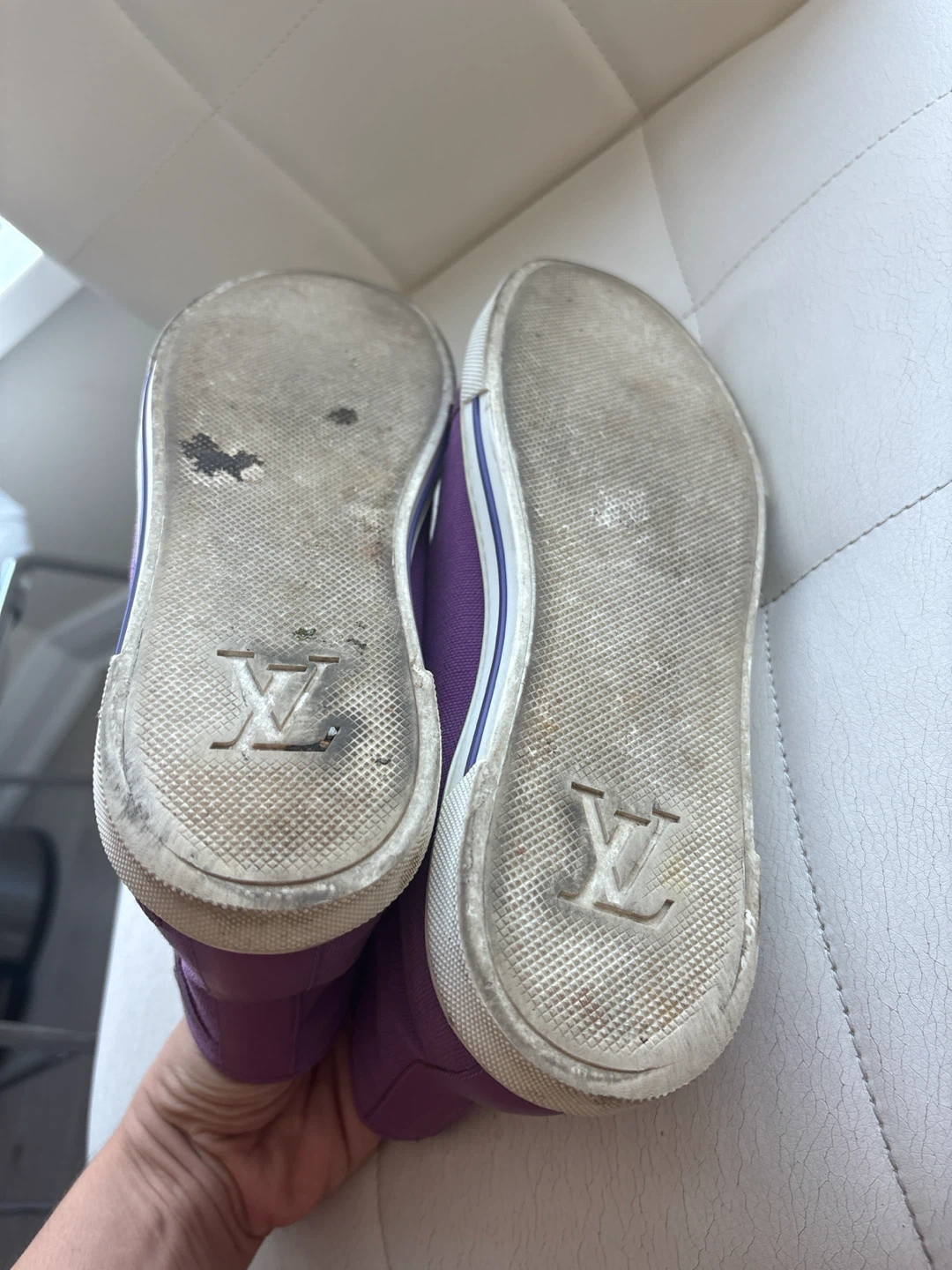 Louis Vuitton High Top Sneakers Purple Canvas Leather - photo 4