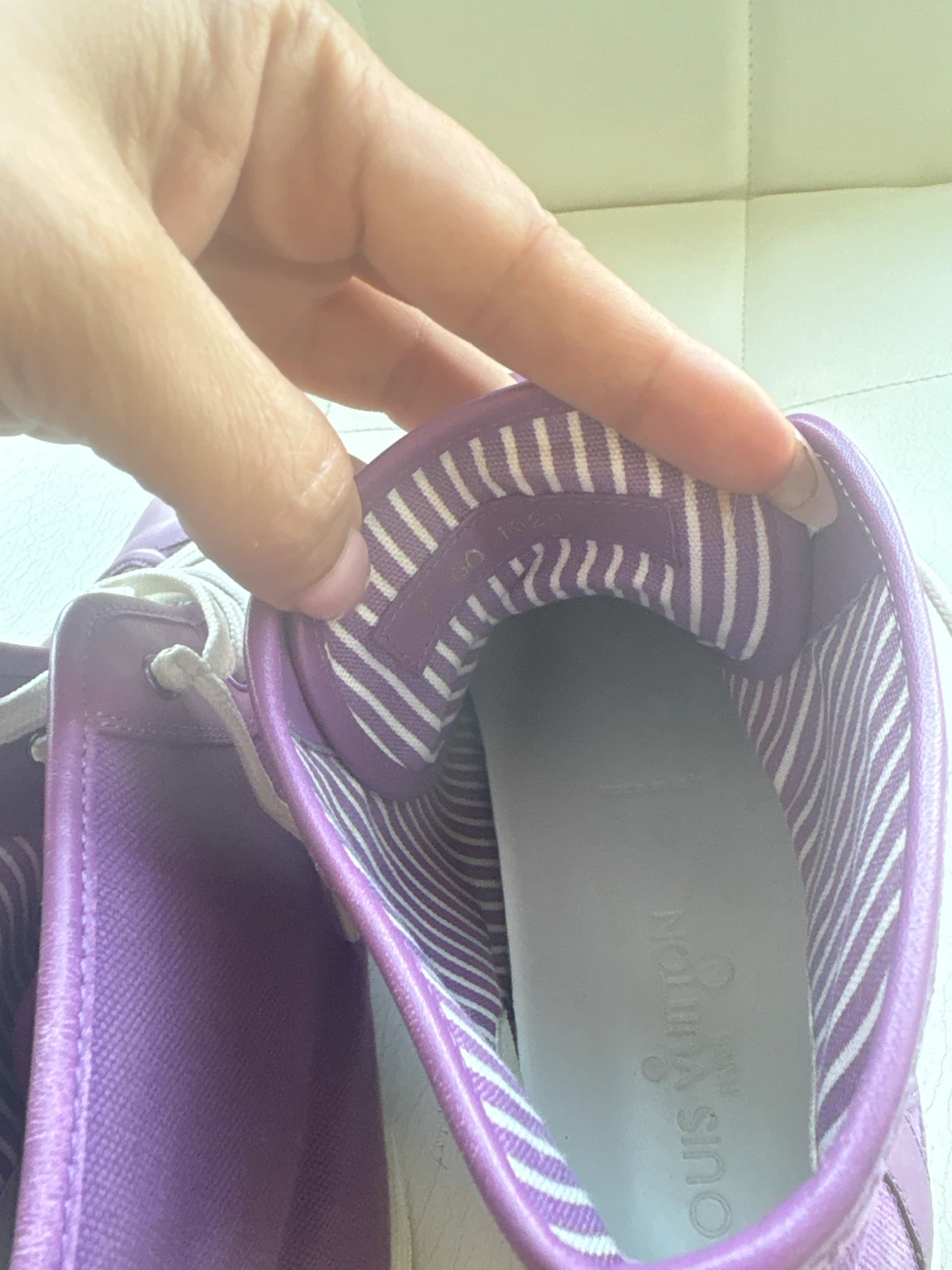 Louis Vuitton High Top Sneakers Purple Canvas Leather - photo 5