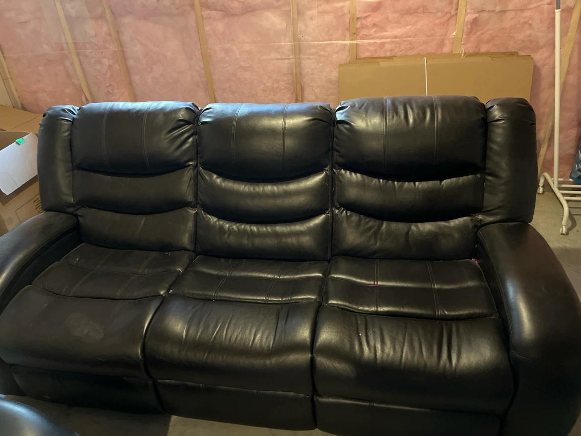 Black Leather Reclining Sofa