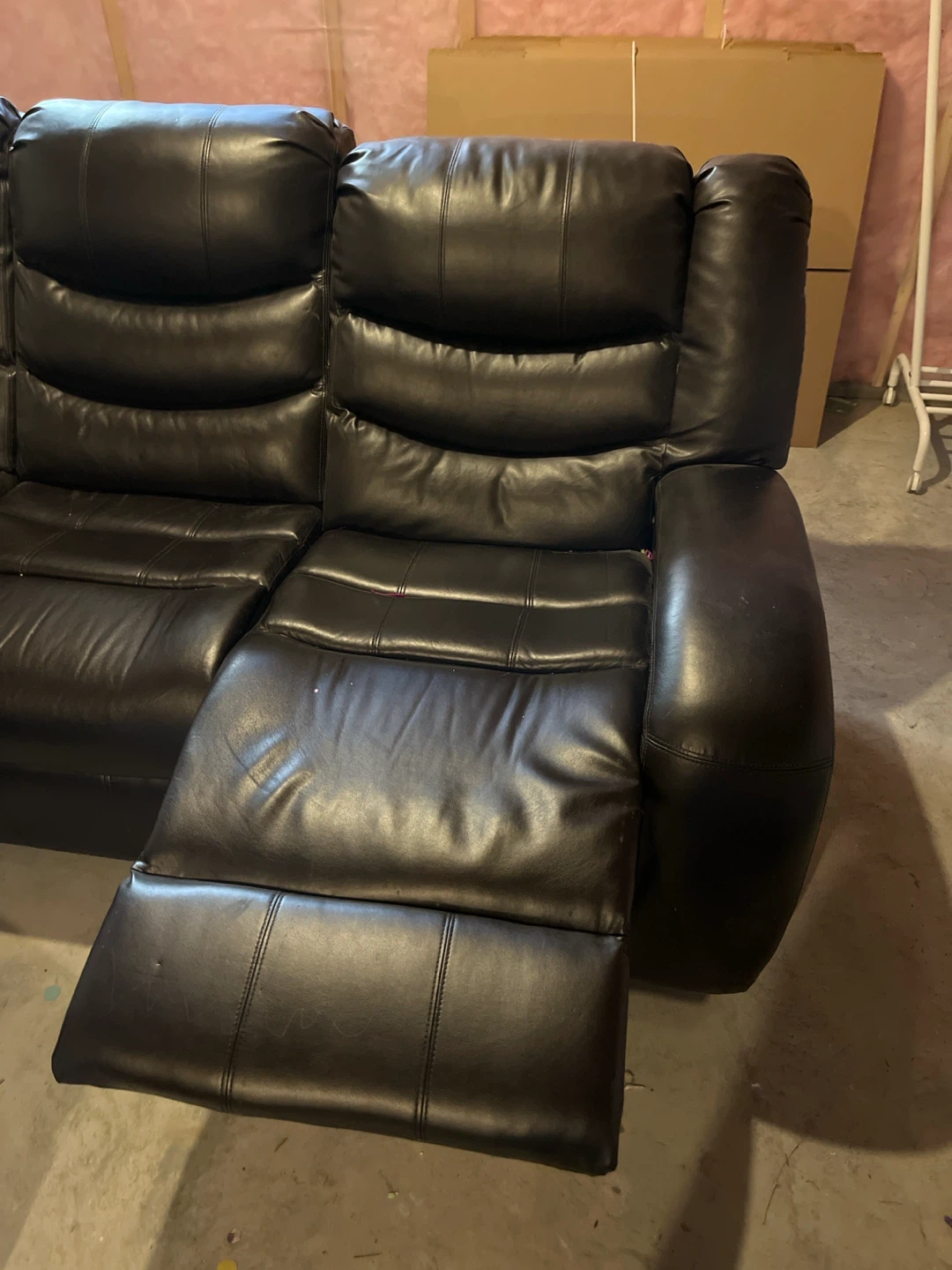 Black Leather Reclining Sofa - photo 2