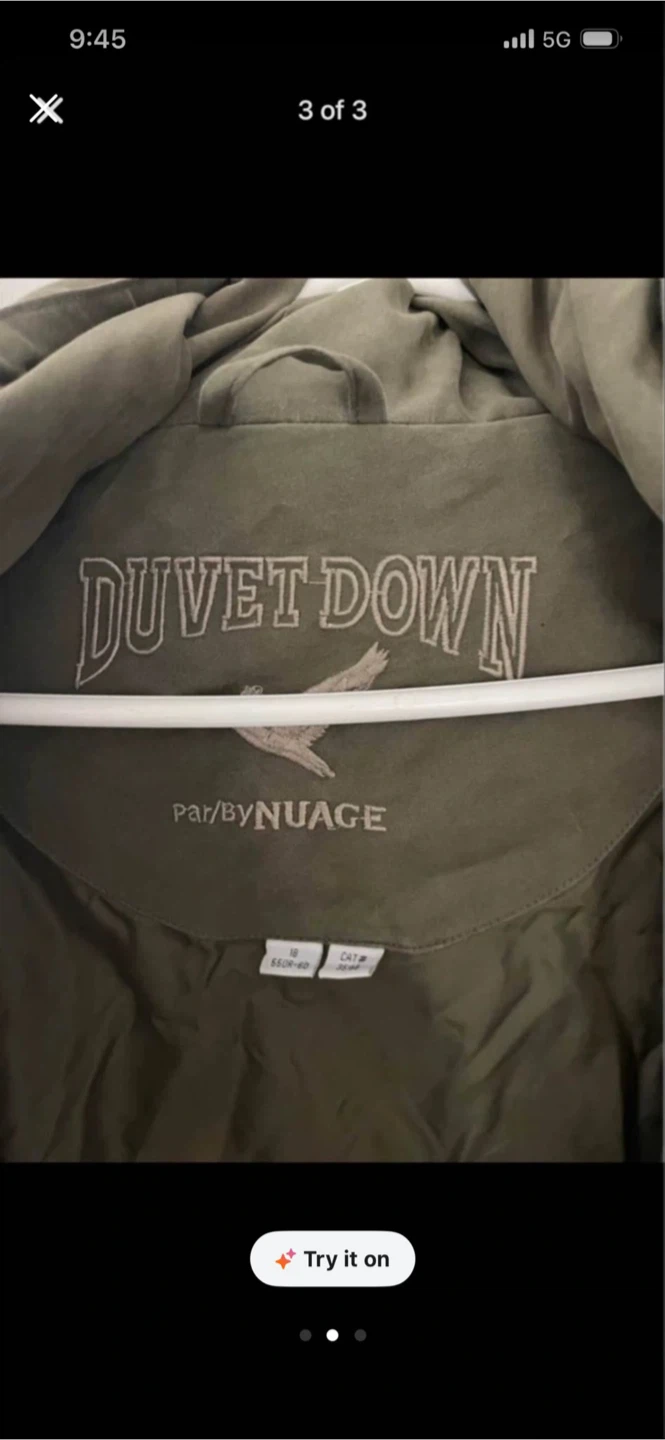 Par/ByNuage Duvet Down Jacket - Olive Green - Size 10 - photo 2