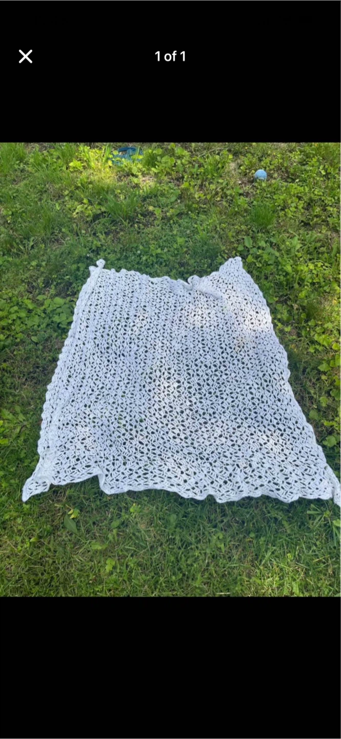 White Crochet Throw Blanket