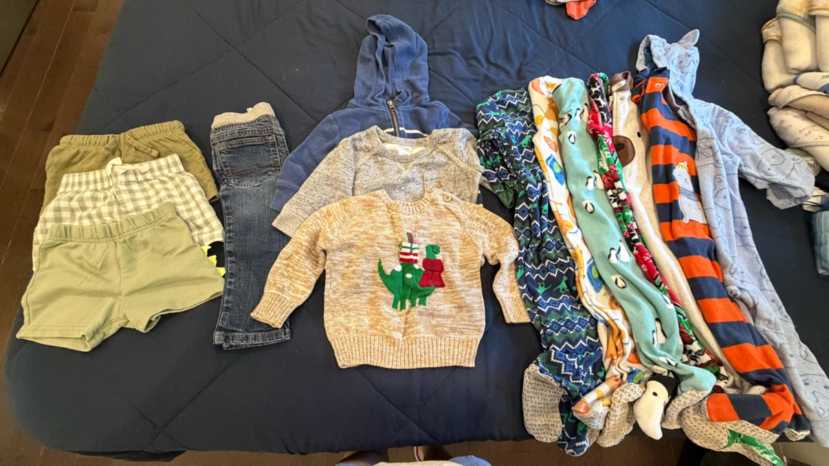 Baby Clothing Bundle - Sleepers, Sweaters, and Shorts