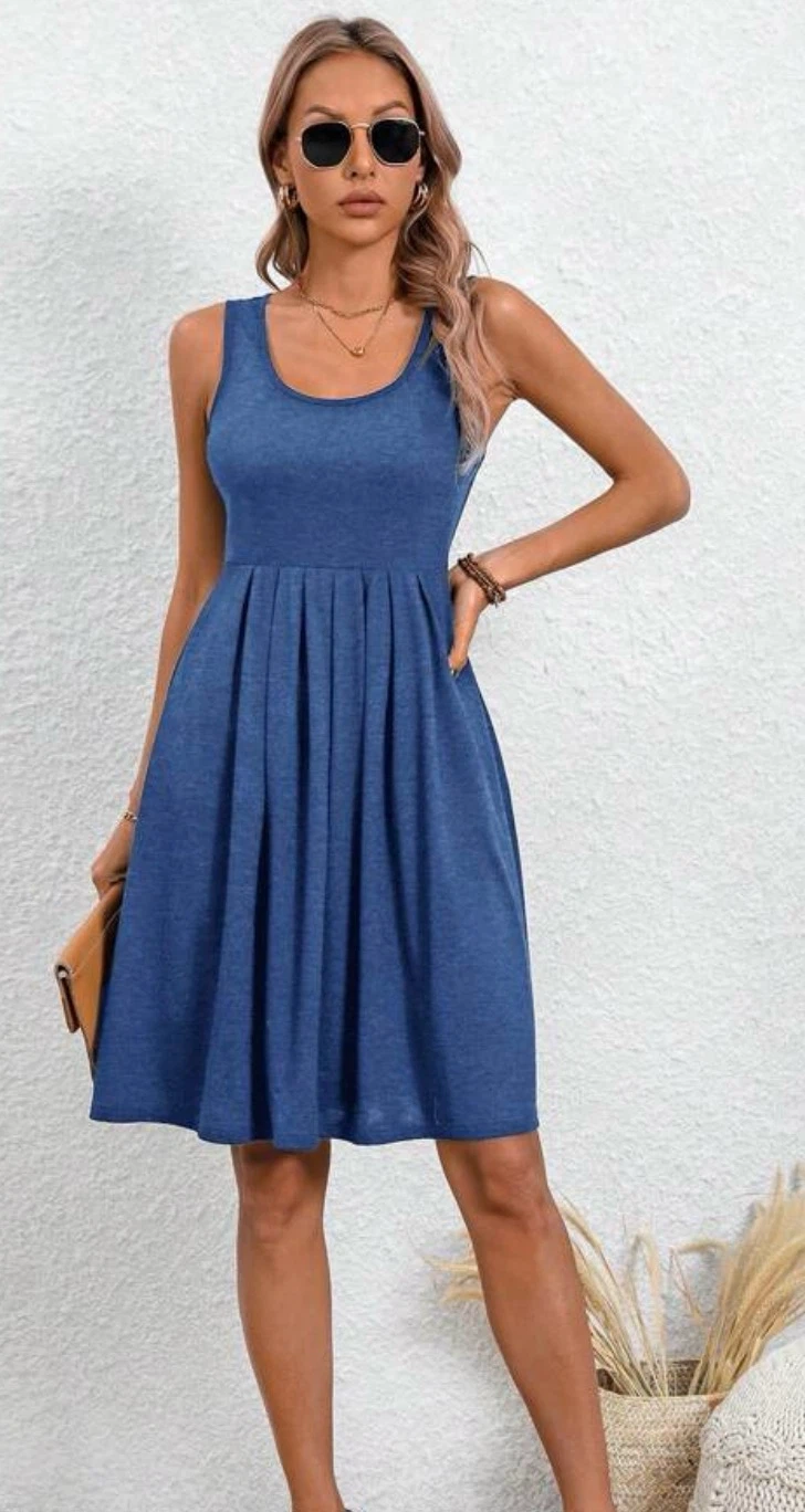 Large dress With pockets Blue sleeveless comfy