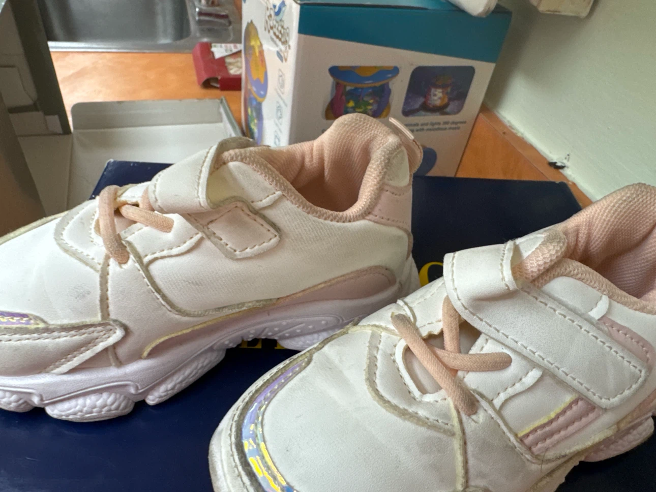 White and Pink Toddler Sneakers
