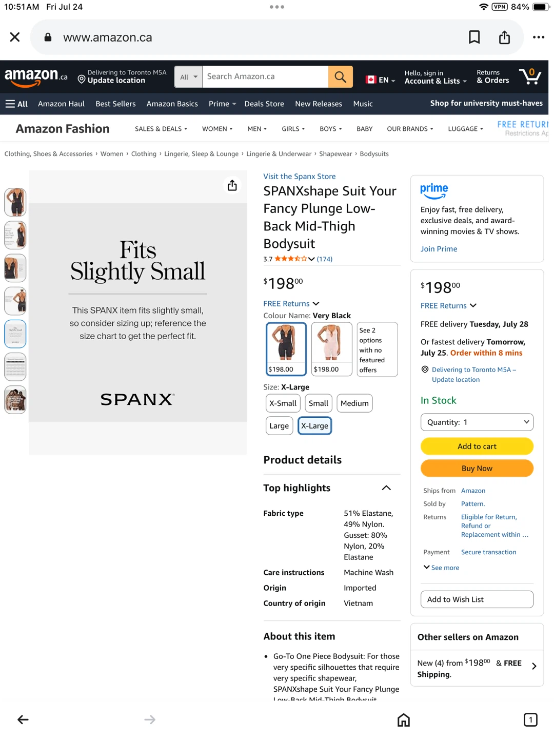 SPANX XL Plunge Low-Back Mid-Thigh Bodysuit - photo 4