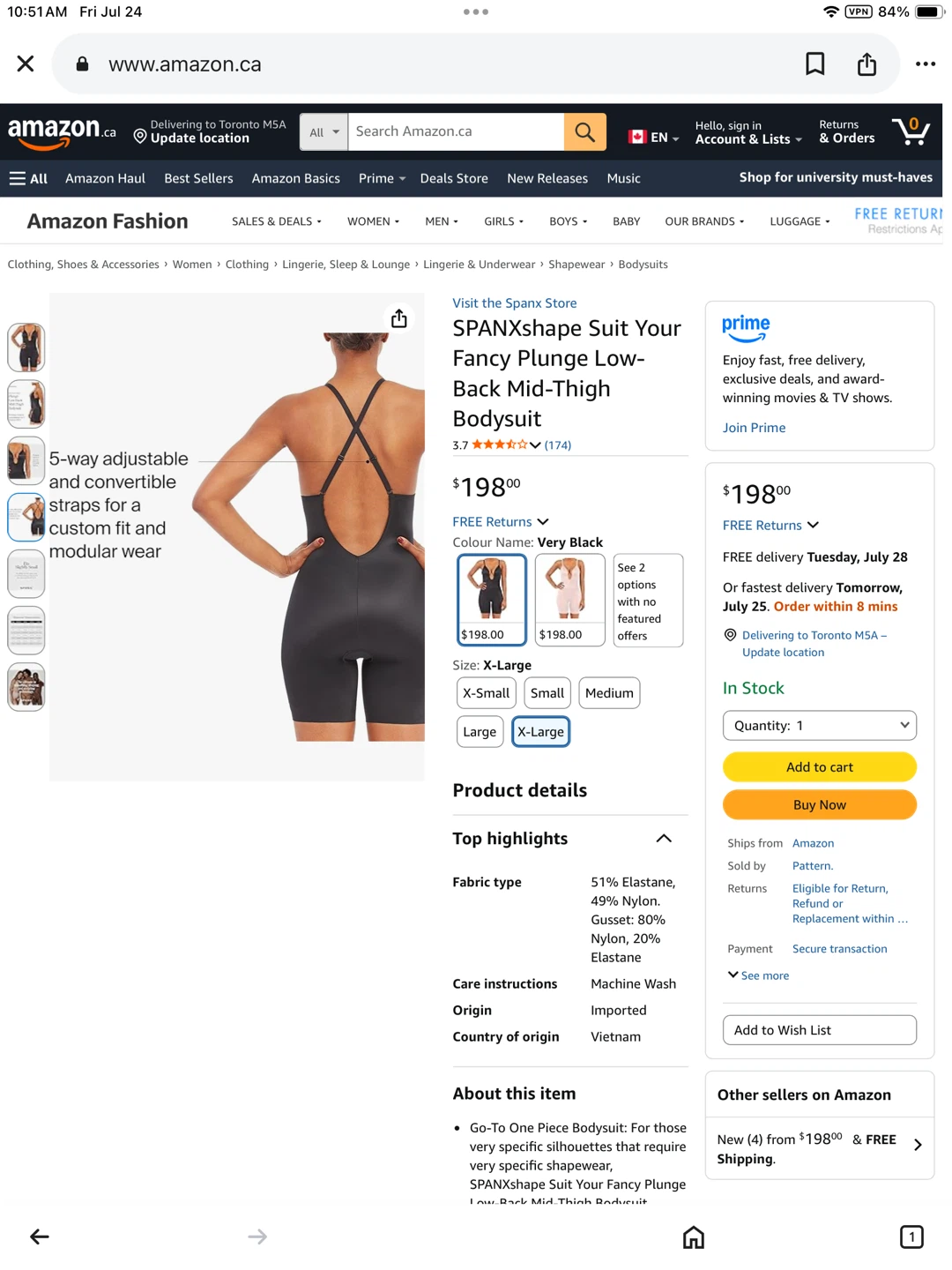 SPANX XL Plunge Low-Back Mid-Thigh Bodysuit - photo 3