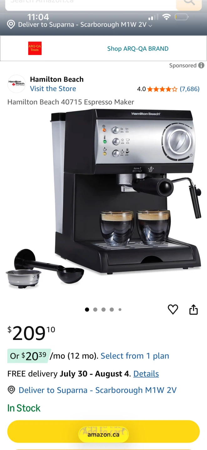 Hamilton Beach Espresso & Cappuccino Maker