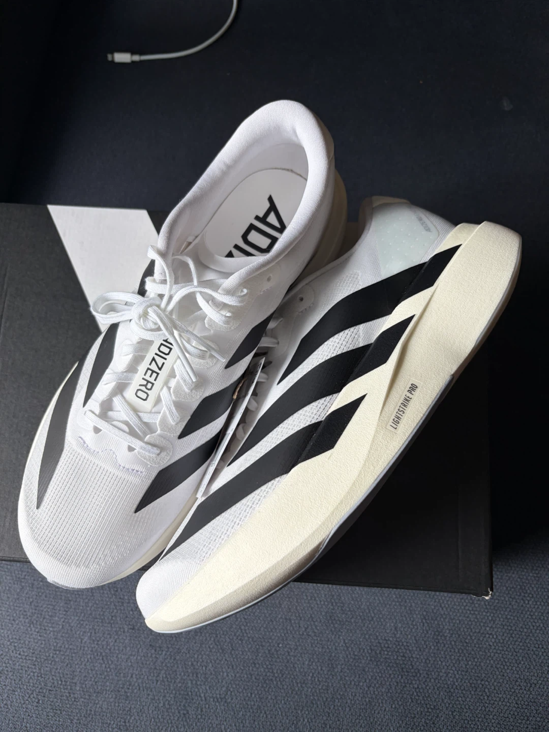 Adidas adizero Evo SL Running Shoes - White/Black - Size 9.5 - photo 2