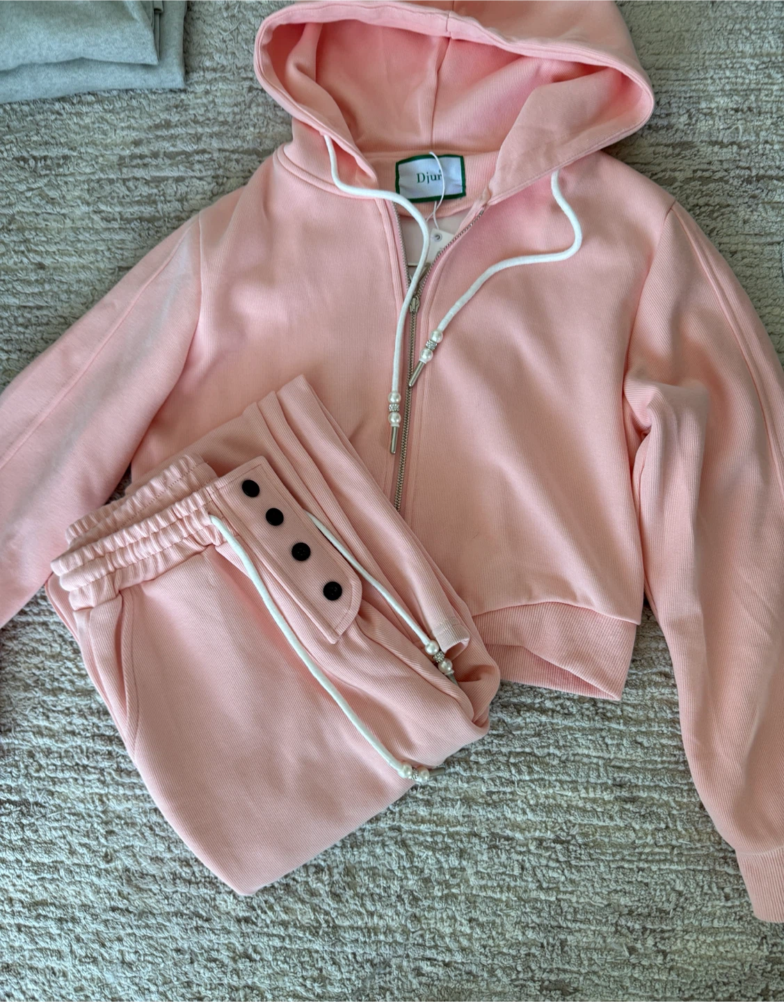 Pink Cropped Hoodie & Pants Set