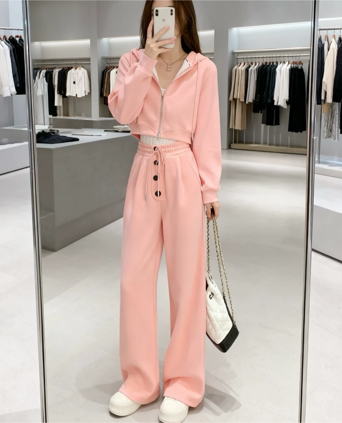 Pink Cropped Hoodie & Pants Set - photo 2