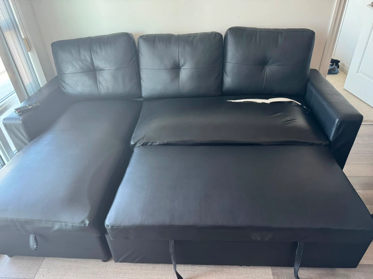 Black Faux Leather Sectional Sofa