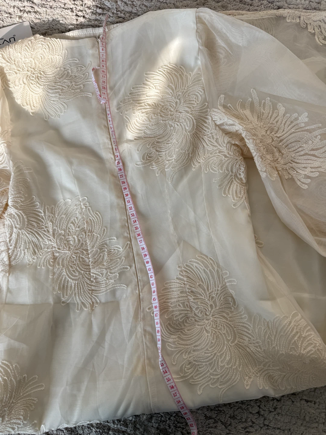 Cream Embroidered Blouse with Pearl Buttons - photo 4