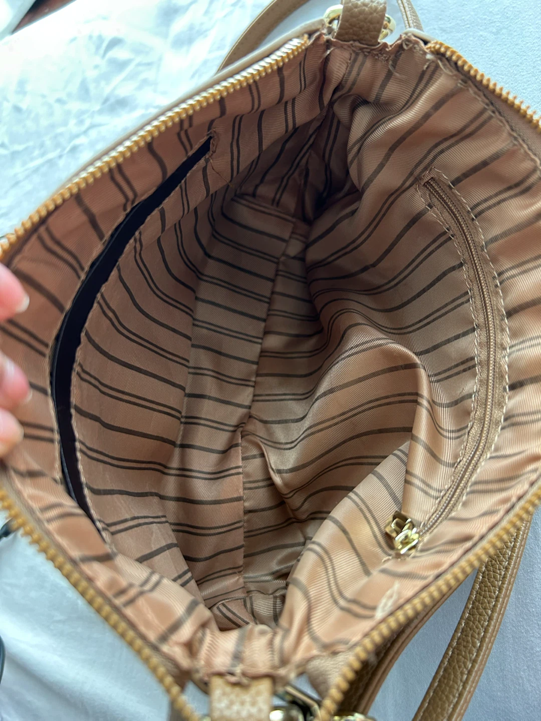 Minimalist Tan Brown Sheep Leather Crossbody Bag - photo 5