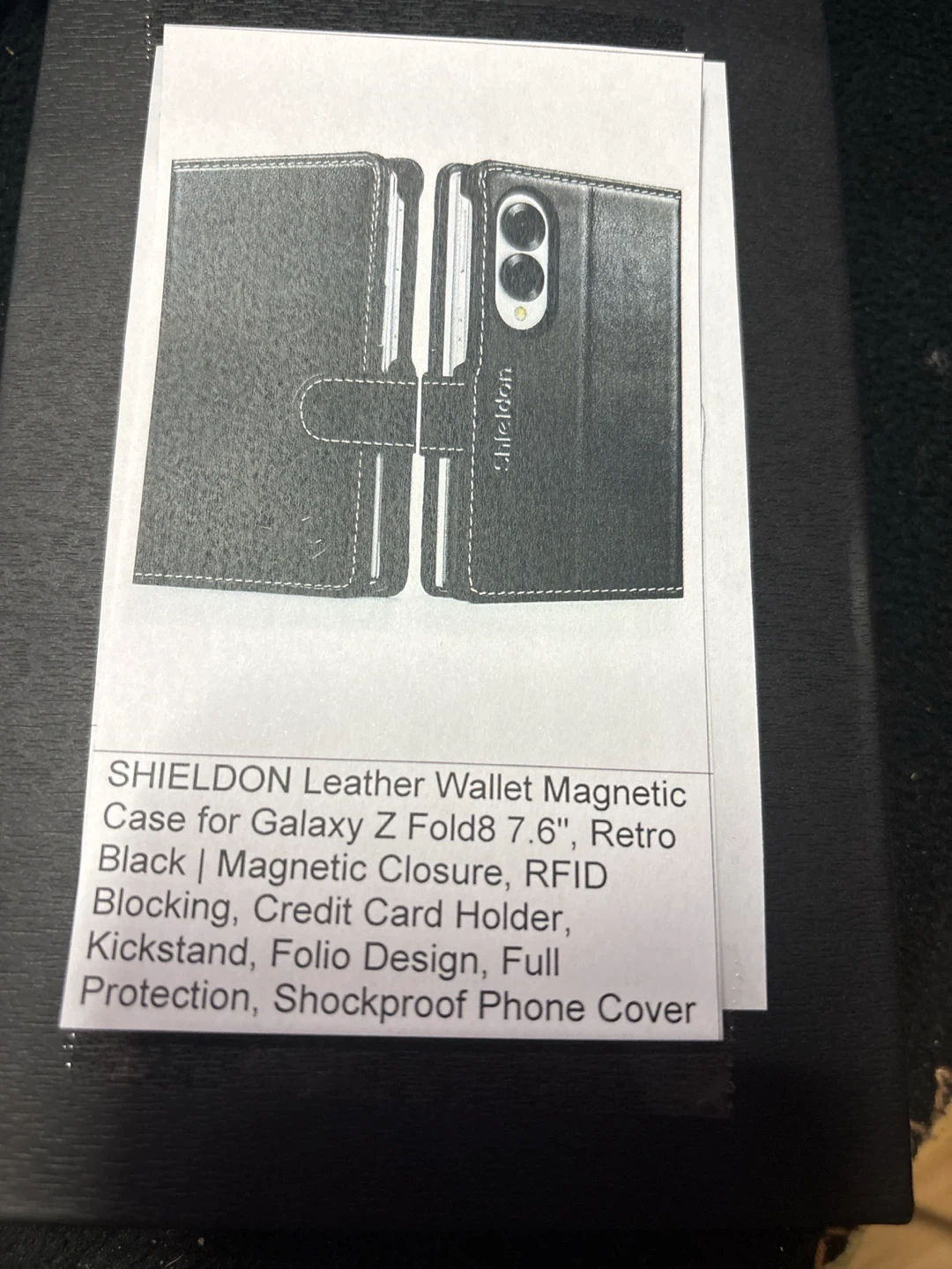 Leather Wallet Case for Galaxy Z Fold8 7.6" - Black