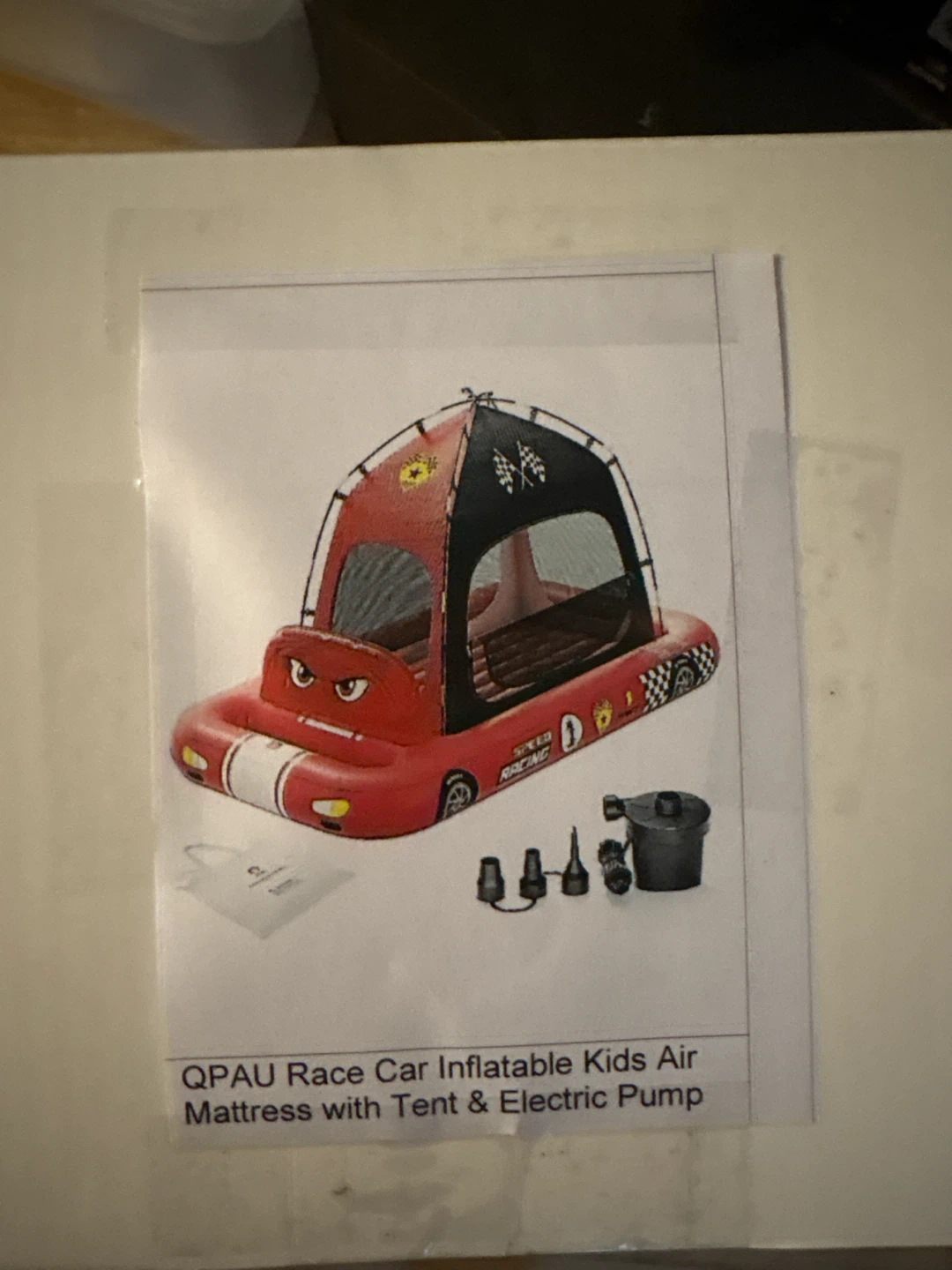 QPAU Race Car Inflatable Kids Air Mattress