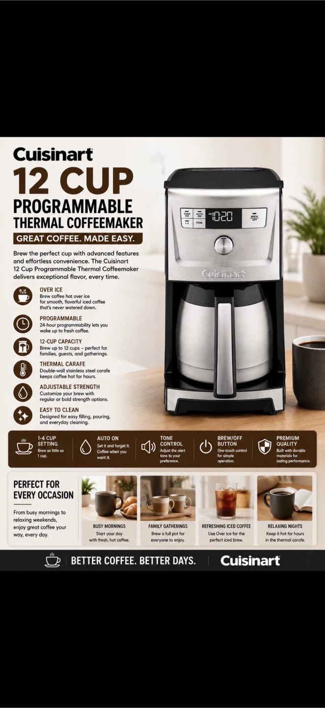 Cuisinart 12 Cup Programmable Thermal Coffee Maker