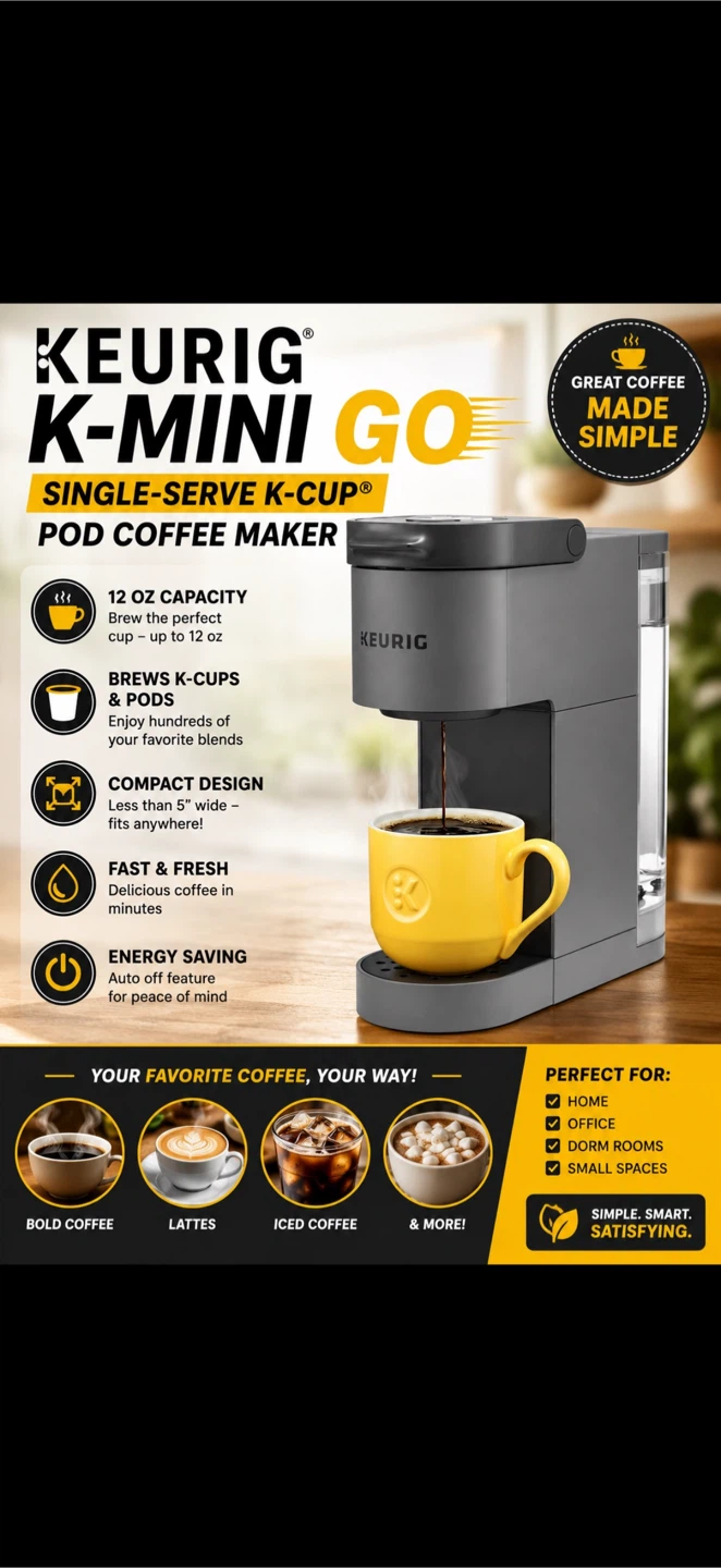 Keurig K-Mini Go Single-Serve K-Cup Pod Coffee Maker