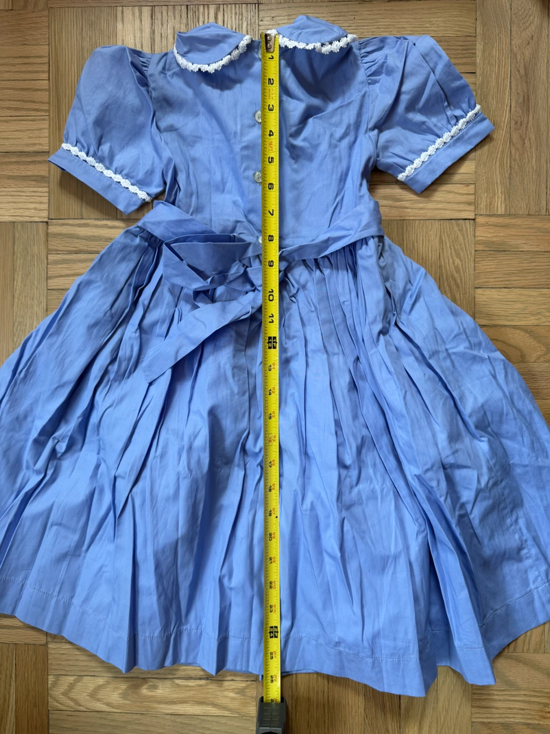 Blue Stripe Dress with Red Cherry and Flower Embroidery - photo 5