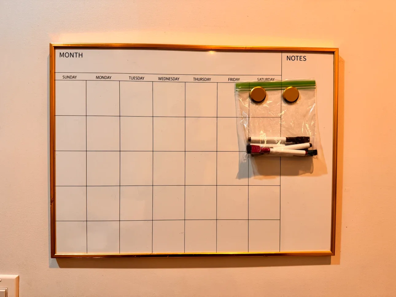 Magnetic Dry Erase Monthly Calendar Board