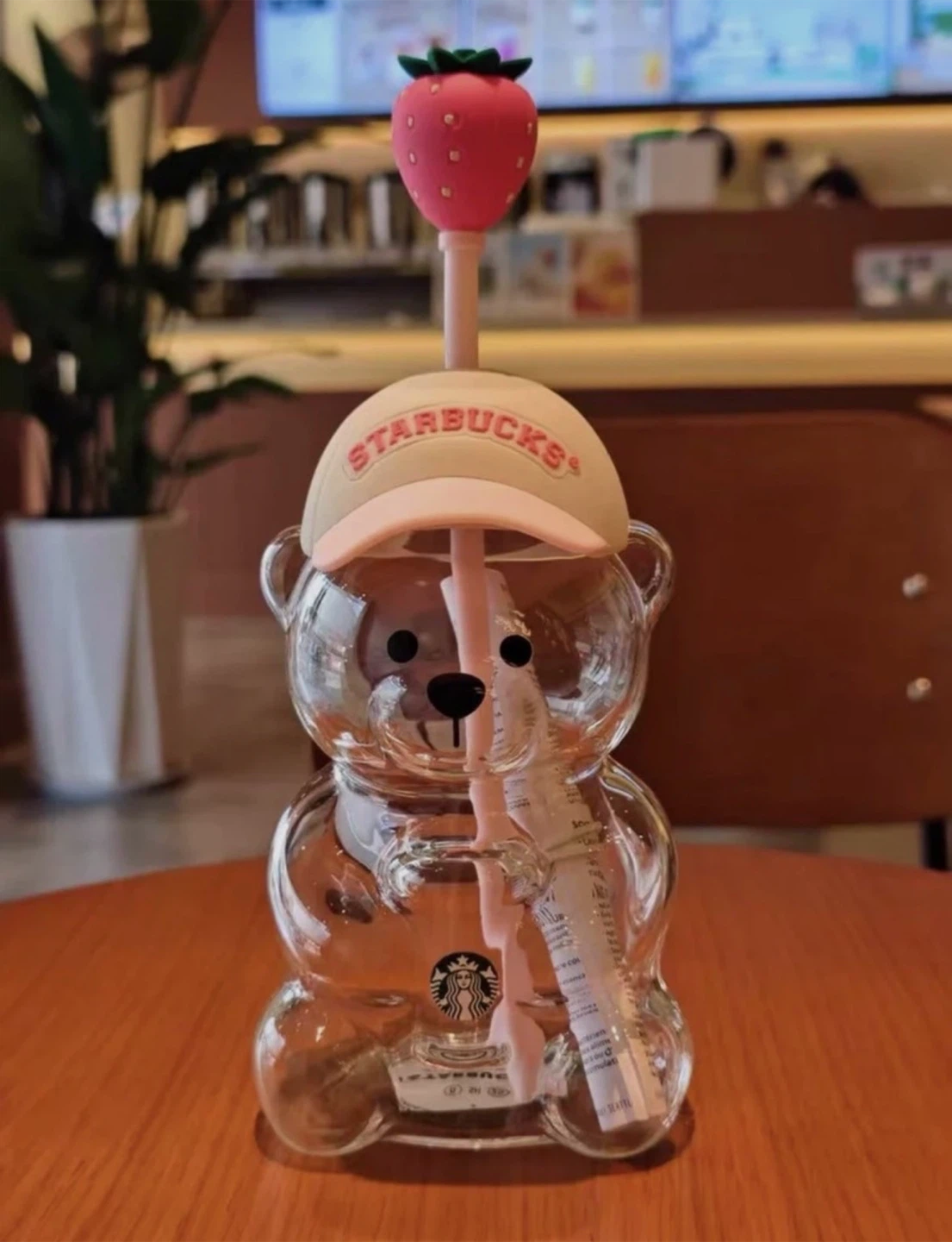 2 Starbucks Bear Tumbler with Strawberry Straw and Cap