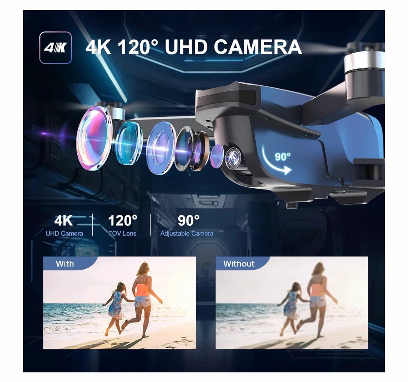 Drone 4K Camera Wifi - Brushless Motor 52Min Flight GPS - photo 5