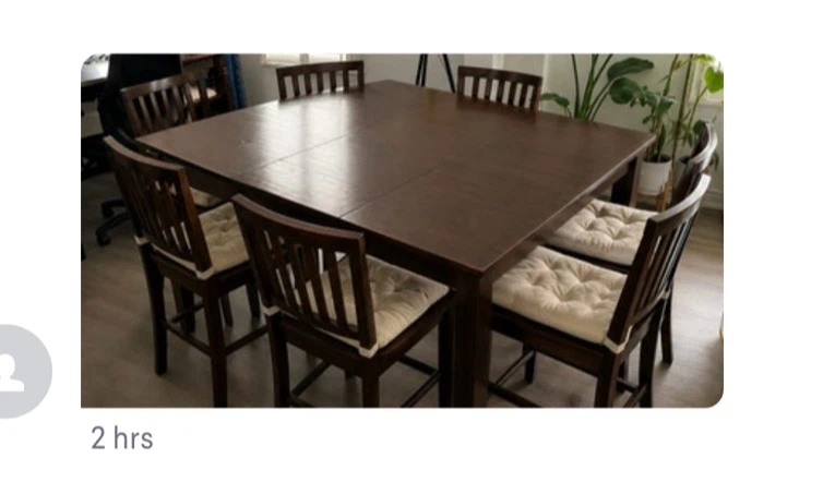 Strong wooden Dining table with 6 chairs