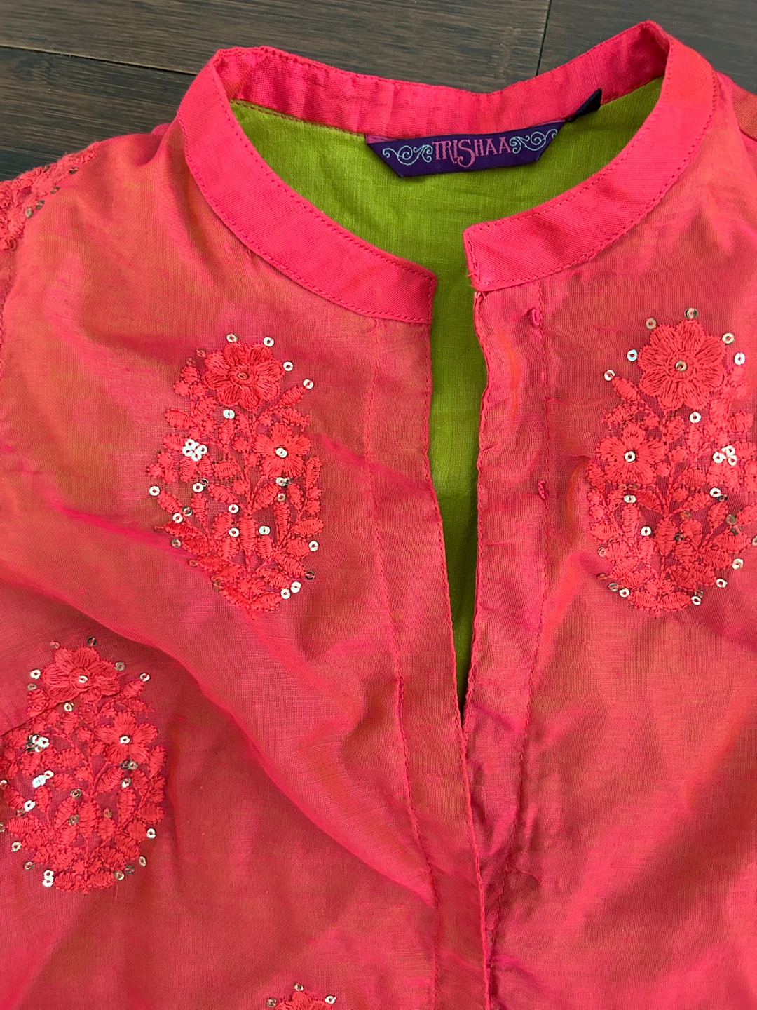 Trishaa Pink & Lime Sleeveless Kurti - photo 2