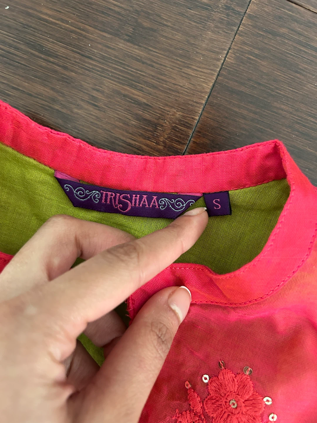 Trishaa Pink & Lime Sleeveless Kurti - photo 5
