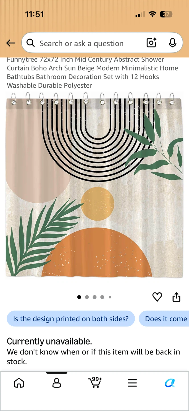 Funnytree Abstract Shower Curtain 72x72 Inch - photo 2