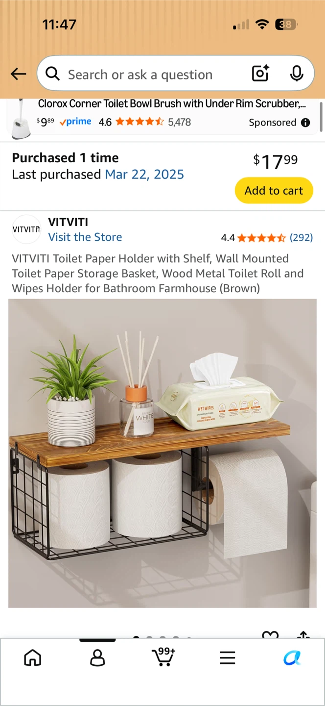 VITVITI Toilet Paper Holder with Shelf - photo 2
