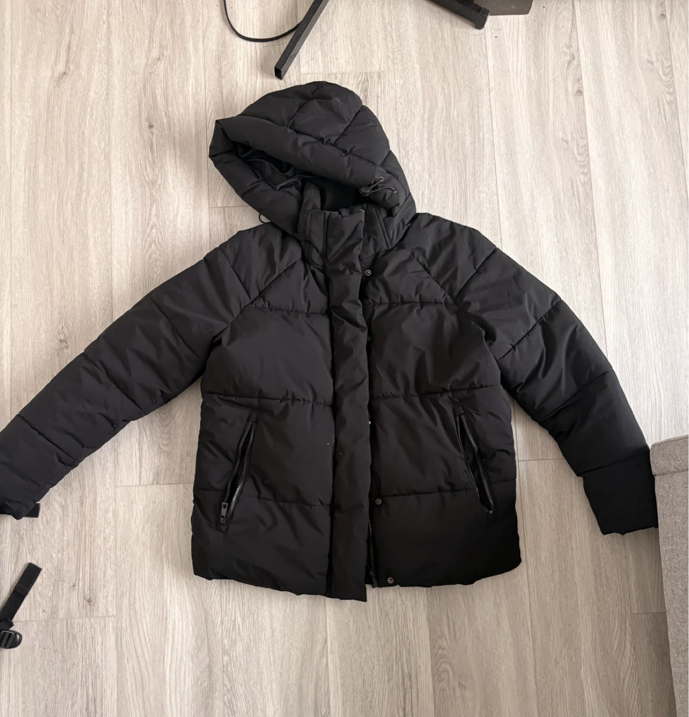 Black Puffer Jacket with Hood