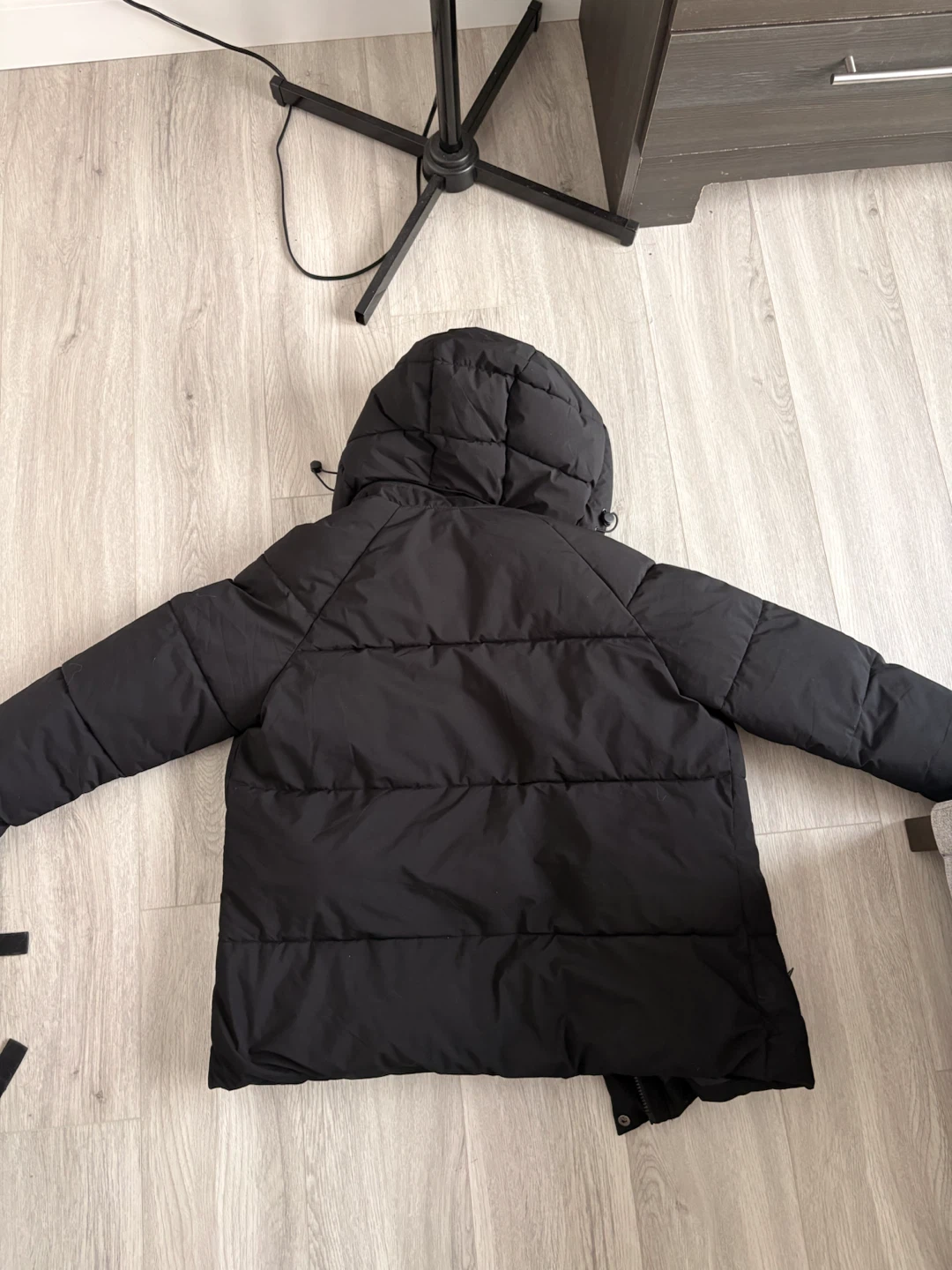 Black Puffer Jacket with Hood - photo 2