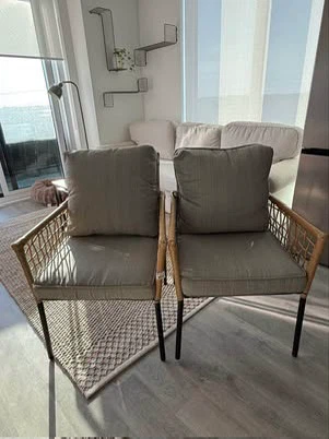Woven Accent Chair with Grey Cushions - photo 2