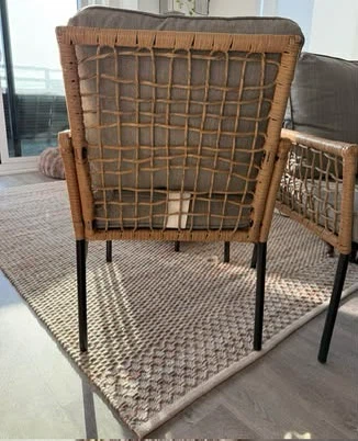 Woven Accent Chair with Grey Cushions - photo 3