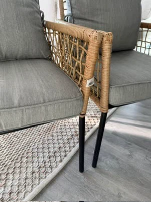 Woven Accent Chair with Grey Cushions - photo 4