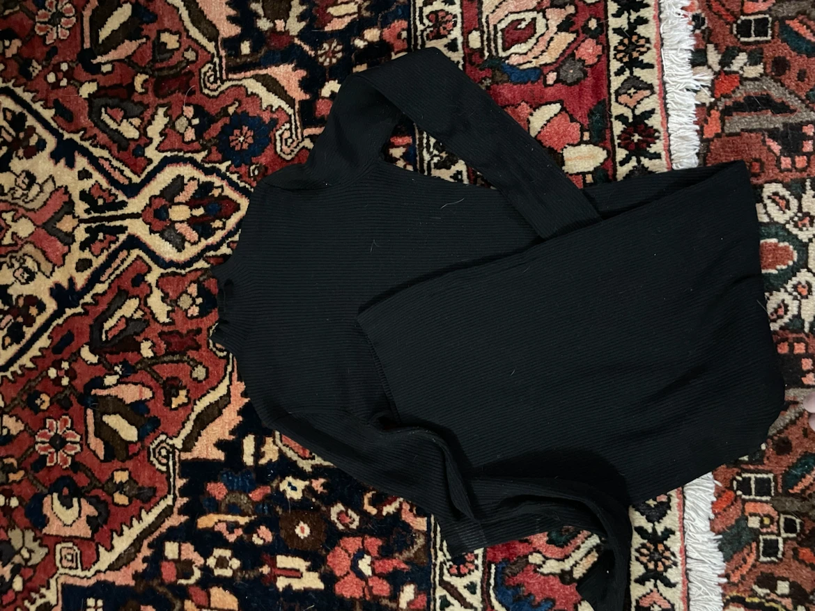 H&M Black Ribbed Long Sleeve Midi Dress